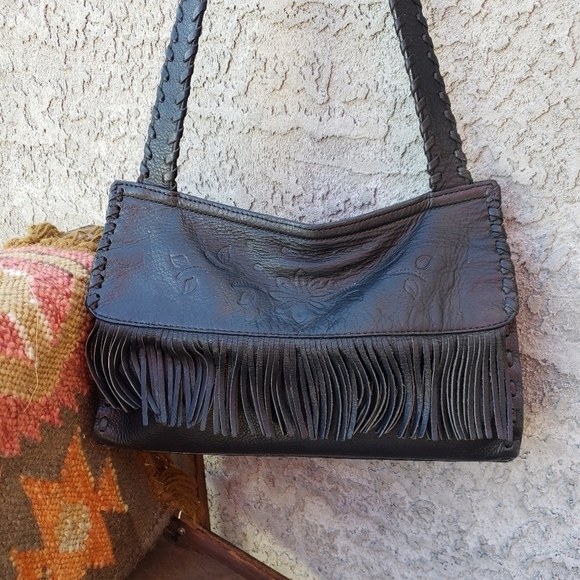 🤩RARE Fossil Leather Fringe Hobo Shoulder Bag‎ - Picture 7 of 12